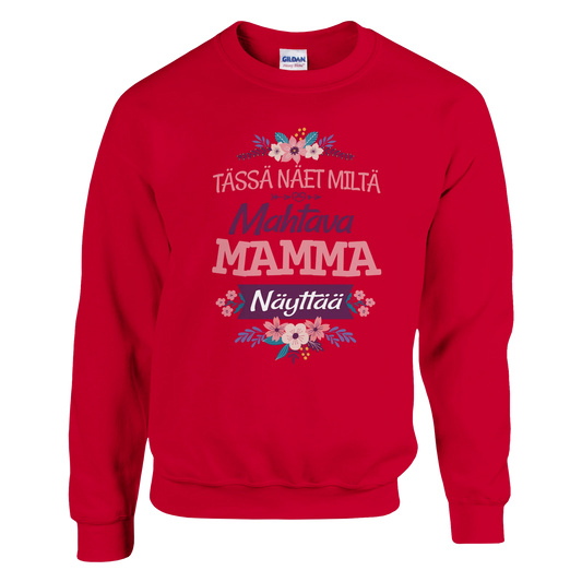 Mahtava Mamma - Collegepaita – tuotekuva