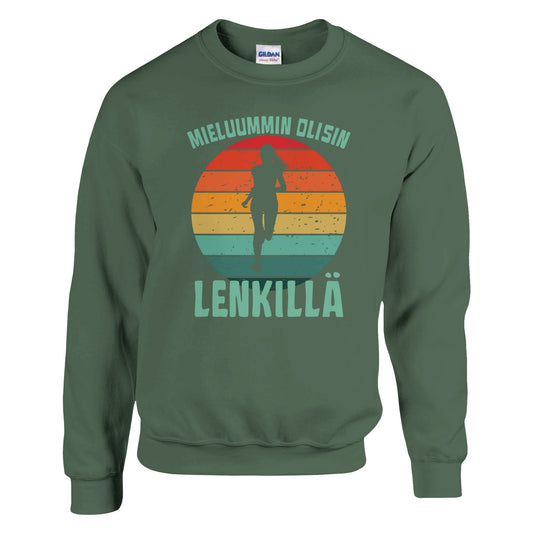 Mieluummin Olisin Lenkillä Naishahmo - Collegepaita - Mun Paita
