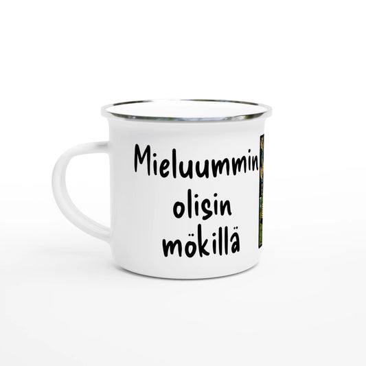 Mieluummin Olisin Mökillä - Emalimuki 3,5dl - Mun Paita