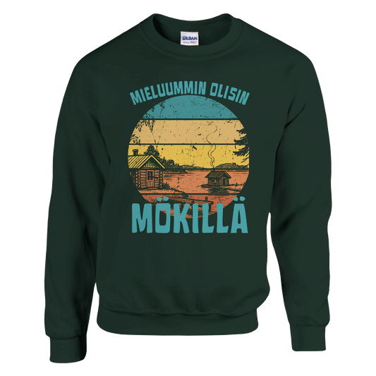 Mieluummin Olisin mökillä Rantasauna - Collegepaita - Mun Paita