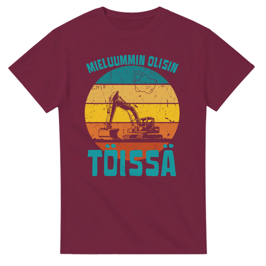 Mieluummin Olisin Töissä (Kaivinkone) - 3XL - 5XL - Mun Paita