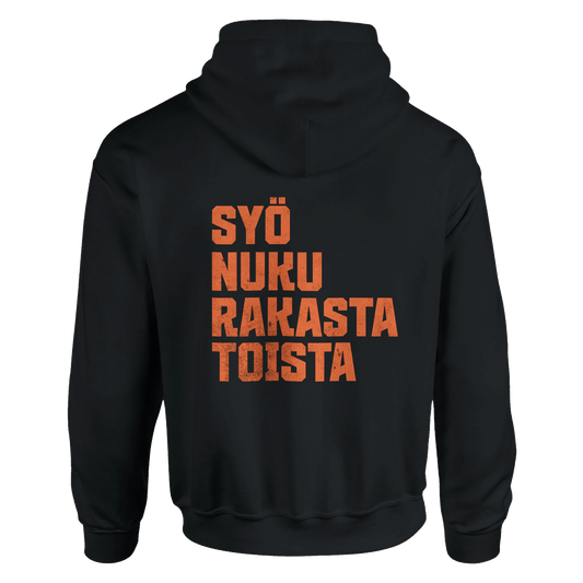 Syö, Nuku, Rakasta, Toista - Huppari (printti selässä) - Mun Paita