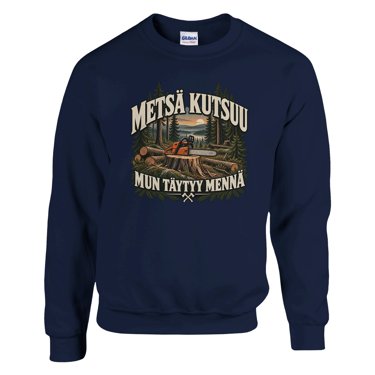 Metsä kutsuu Sahuria - Collegepaita – tuotekuva