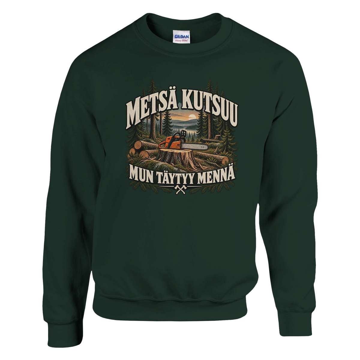Metsä kutsuu Sahuria - Collegepaita – tuotekuva