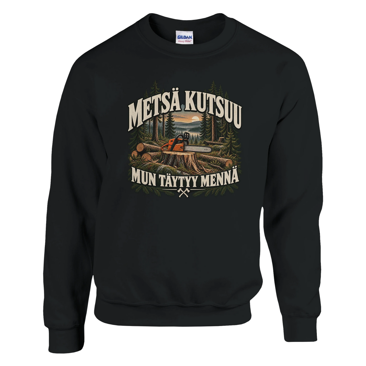 Metsä kutsuu Sahuria - Collegepaita – tuotekuva