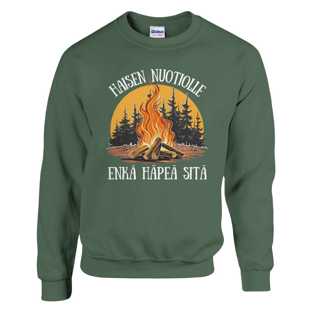 Haisen nuotiolle enkä häpeä sitä - Collegepaita – tuotekuva
