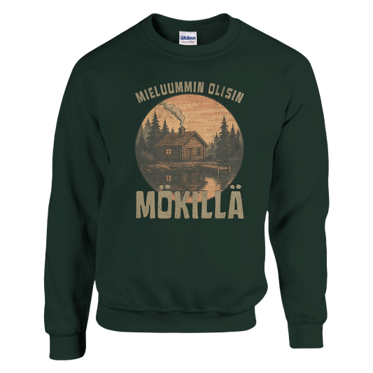 Mieluummin Olisin Hirsimökillä - Collegepaita - Mun Paita