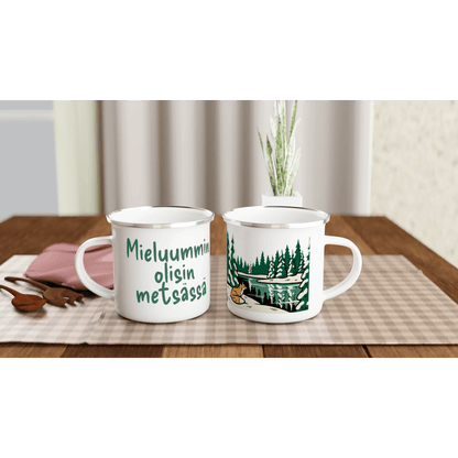 Mieluummin Olisin Metsässä Kettu - Emalimuki 3,5dl - Mun Paita