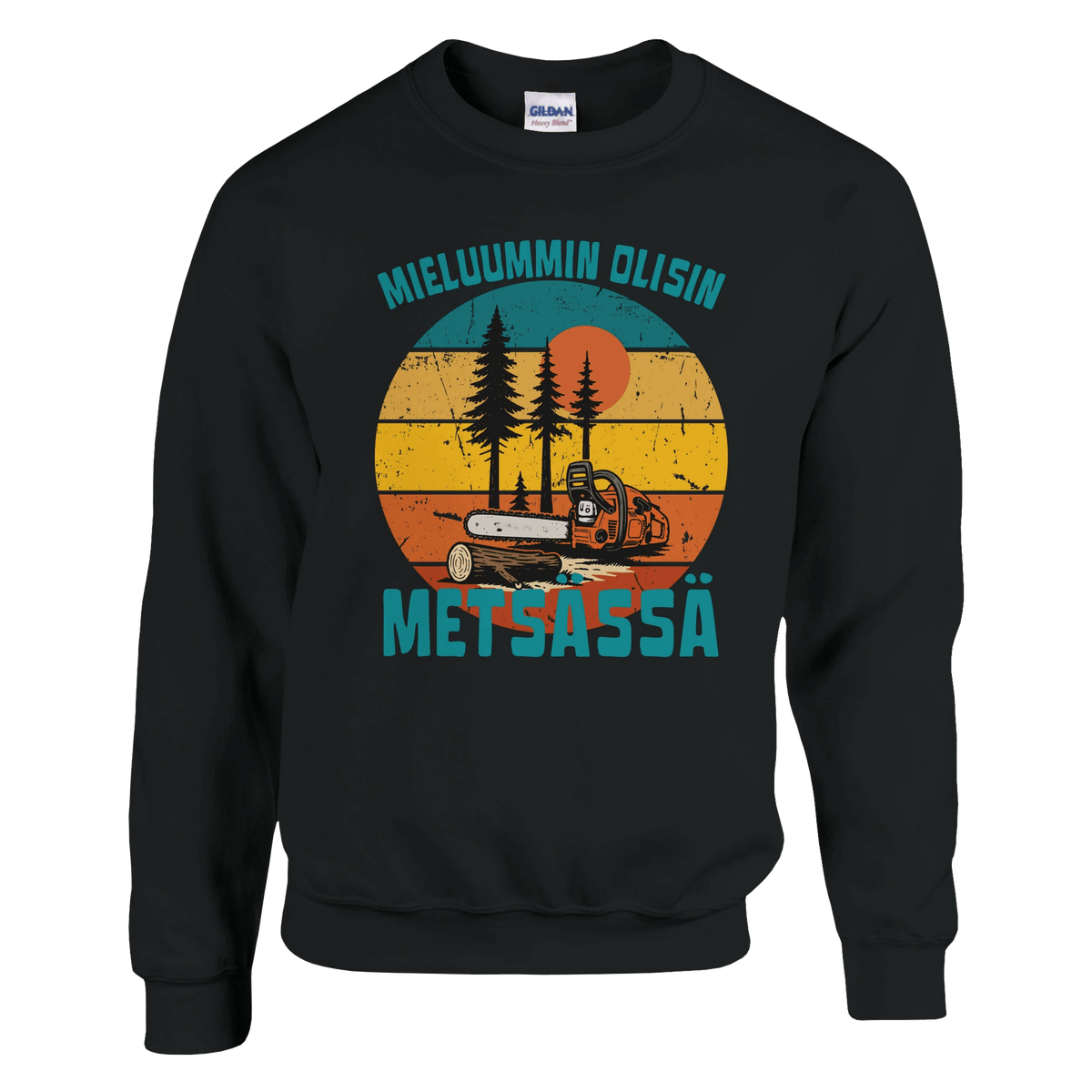 Mieluummin Olisin Metsässä, Saha - Collegepaita - Mun Paita
