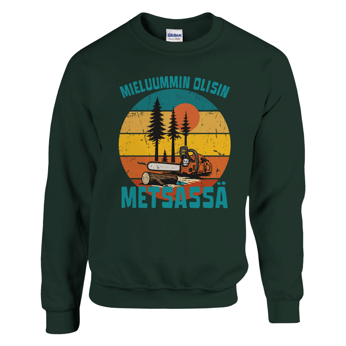 Mieluummin Olisin Metsässä, Saha - Collegepaita - Mun Paita
