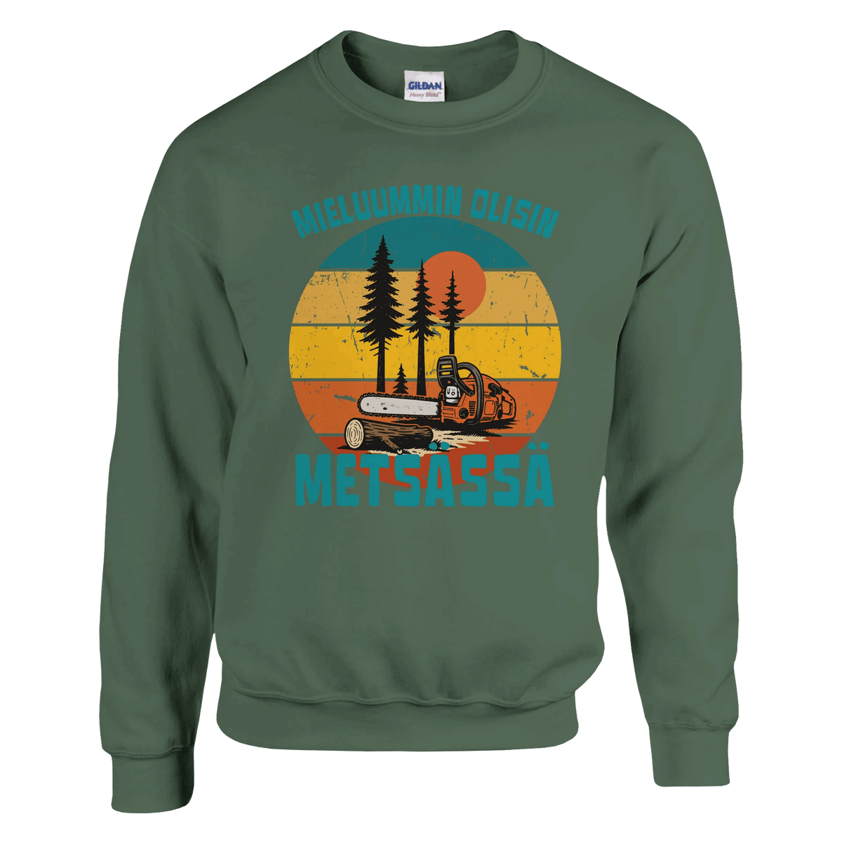 Mieluummin Olisin Metsässä, Saha - Collegepaita - Mun Paita