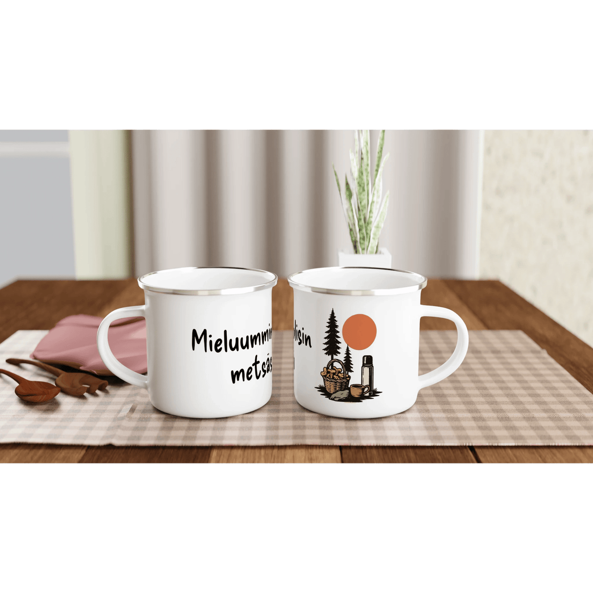 Mieluummin Olisin Metsässä, Sienikori - Emalimuki 3,5dl - Mun Paita