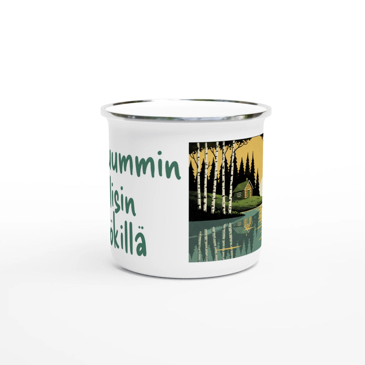 Mieluummin Olisin Mökillä - Emalimuki 3,5dl - Mun Paita