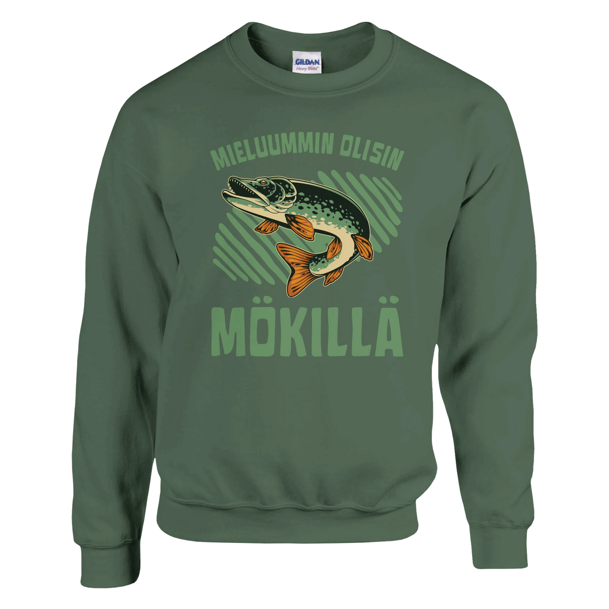 Mieluummin Olisin Mökillä, Hauki - Collegepaita - Mun Paita