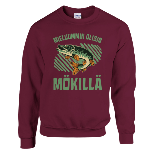 Mieluummin Olisin Mökillä, Hauki - Collegepaita - Mun Paita
