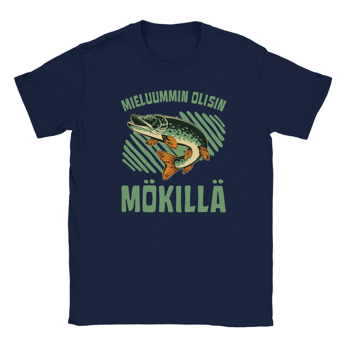 Mieluummin Olisin Mökillä, Hauki - Miesten T - paita - Mun Paita