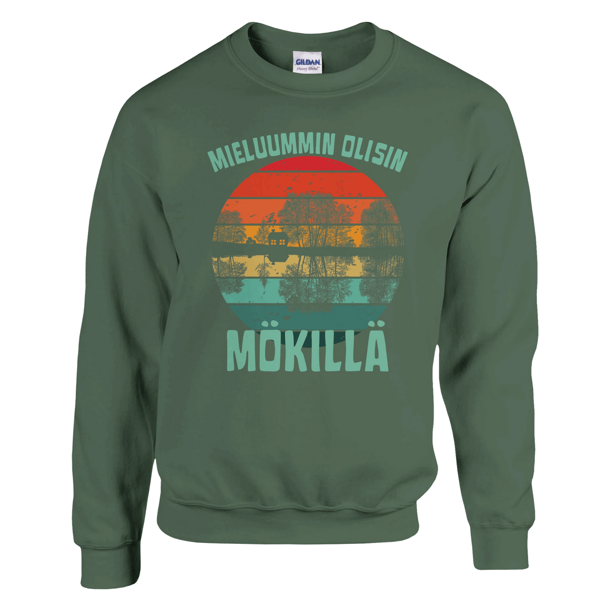 Mieluummin Olisin Mökillä (mökki ja traktori) - Collegepaita - Mun Paita