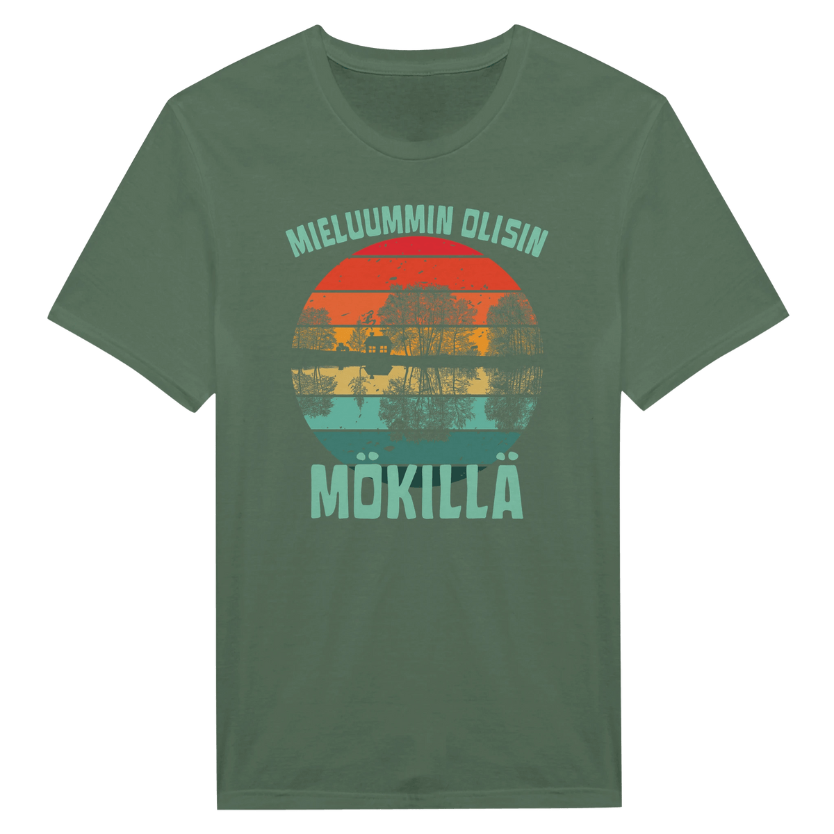 Mieluummin Olisin Mökillä (mökki ja traktori) - Miesten T - paita - Mun Paita