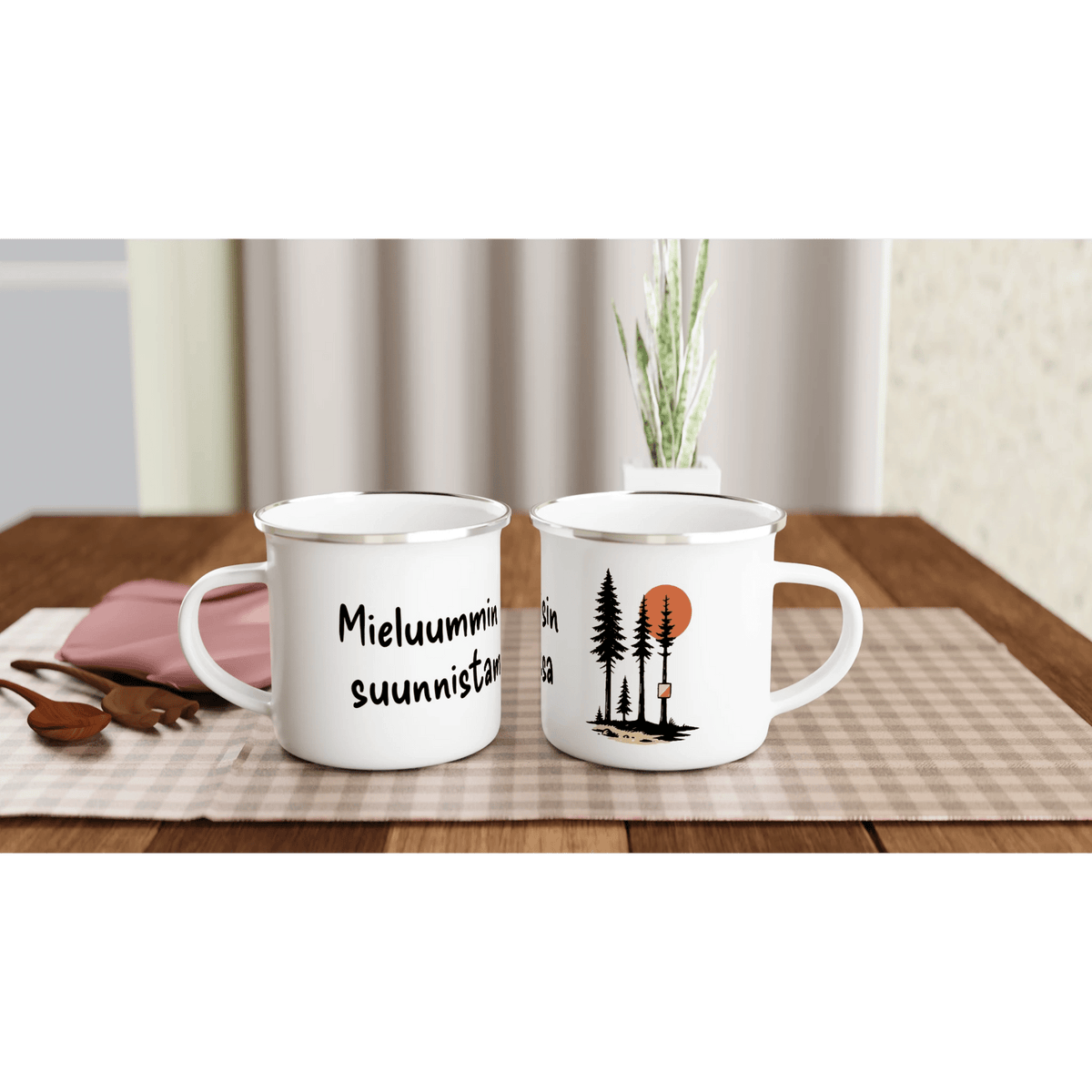 Mieluummin Olisin Suunnistamassa - Emalimuki 3,5dl - Mun Paita