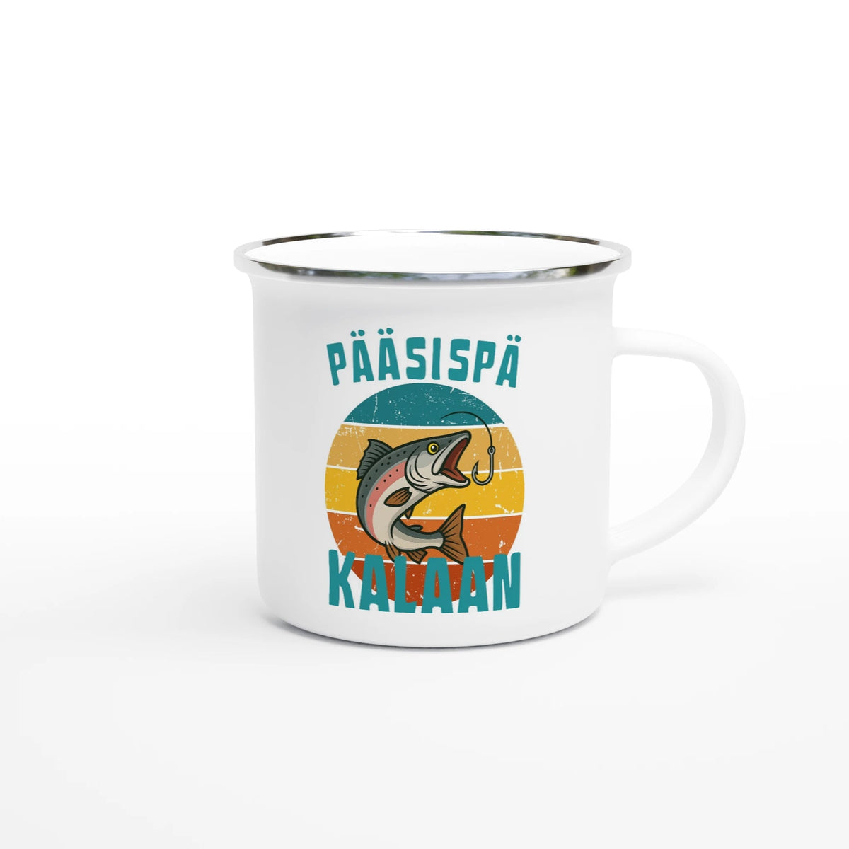 Pääsispä Kalaan | Lohi - Emalimuki 3,5dl - Mun Paita