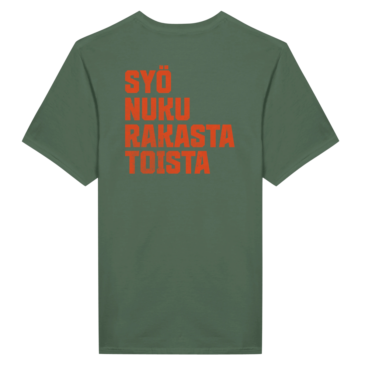 Syö, Nuku, Rakasta, Toista - Miesten T - paita (printti selässä) - Mun Paita